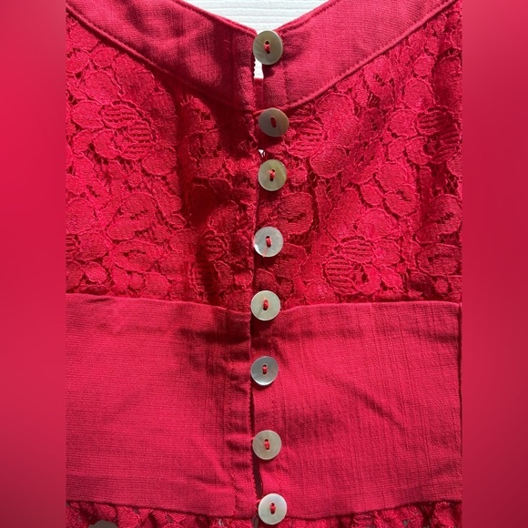 Free People “Here I Go” Button up Brami Crop Top, Cotton blend in hot pink/red - Picture 6 of 8